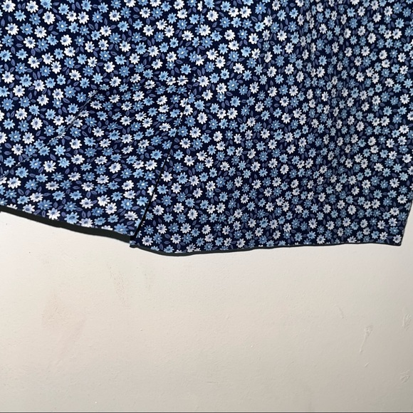 SAVION Women Pencil Skirt Floral Cotton Stretch Blue Pockets Back Closure Size 2 - Picture 5 of 6